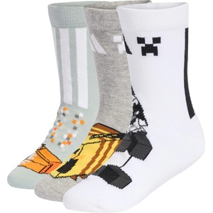 adidas Детски спортни чорапи adidas Kid's LK Minecraft 3-Pack Sports socks - Wonder Sage / Medium Grey Heather / White - размер 25-27 (EU) (207-1486-0112)