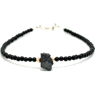 Lenka Výmolová náramek raw surový diamant žluté zlato onyx RAWNAR119 zlatnictvivymolovi.cz