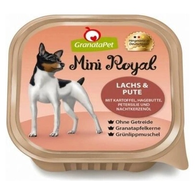 GranataPet Mini Royal Adult Dog losos krůtí brambory šípek petrželka a pupalkový olej 150 g