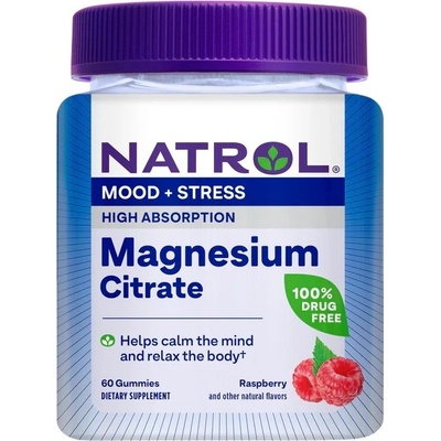 Natrol Magnesium Citrate, малина, 60 желирани таблетки, Natrol (9053)