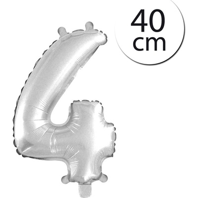Mini fóliový balón číslo 4 strieborný