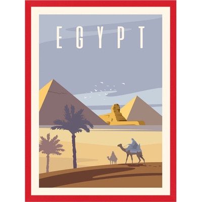 Plakát Egypt, 21X29,7 cm + červený rám