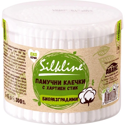 Silkline Биоразградими памучни клечки за уши Silkline - 300 броя (1675979)