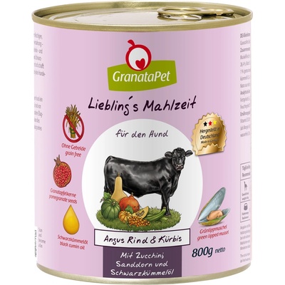 GranataPet 24x800г Adult Liebling's Mahlzeit GranataPet, консервирана храна за кучета - говеждо бляк ангъс с тиква