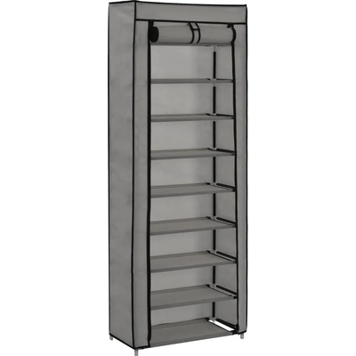 vidaXL Шкаф за обувки с покривало, сив, 57x29x162 см, плат (282432)