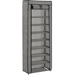 vidaXL Шкаф за обувки с покривало, сив, 57x29x162 см, плат (282432)