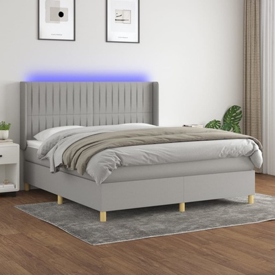 Petrashop 3139045 boxspring postel s matrací a LED světle šedá textil