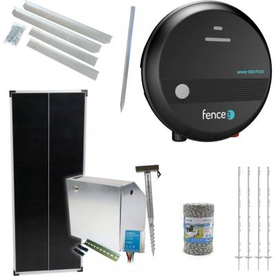 Fencee Expert sada solární ohradník - Kompletní bezpečnostní schránka + 3J zdroj, panel 100 W, lanko 3 mm