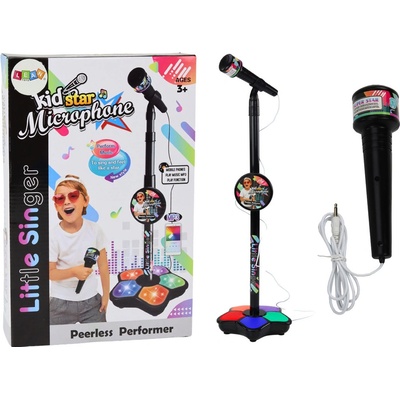 LEAN Toys Mikrofon se stojánkem pro děti nastavitelný černý