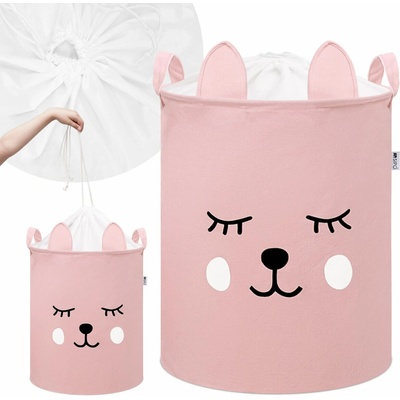 SIPO Koš uzavíratelný bavlna Bear růžový 43 L