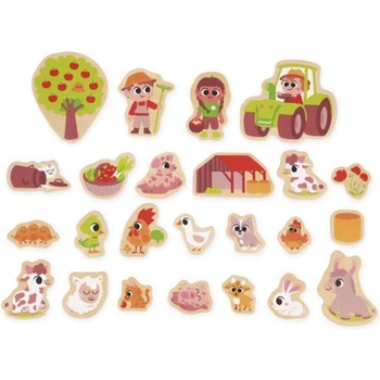 Janod Дървени магнити за деца Ферма 24 бр