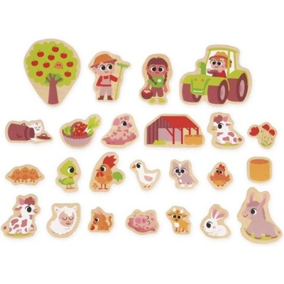 Janod Дървени магнити за деца Ферма 24 бр