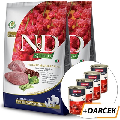 N&D GF Quinoa Dog Adult All Breed Weight Managment Lamb 2 x 7 kg