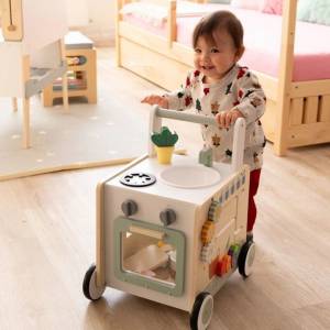 2KidsToys Дървена играчка за прохождане 2Kids Toys Монтесори - с кухня, 13 части (2D98182) Проходилка