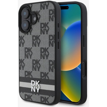 DKNY Заден капак от полиуретанова кожа с кариран десен и райе за iPhone 16 Black DKNY | Lilav | ЖЕНИ | UNI
