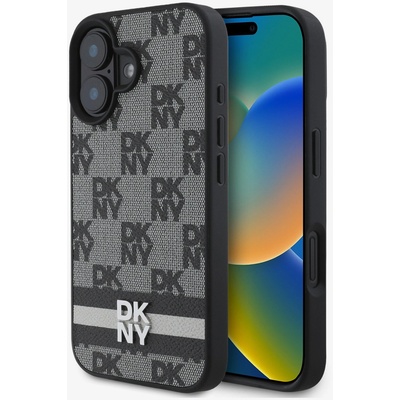 DKNY Заден капак от полиуретанова кожа с кариран десен и райе за iPhone 16 Black DKNY | Lilav | ЖЕНИ | UNI
