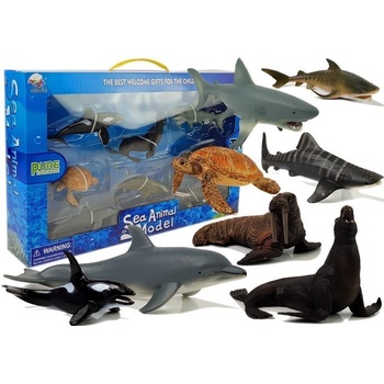 Import leantoys Vzdelávacie morské zvieratá 8 kusov žraloky tuleň delfín mrož želva