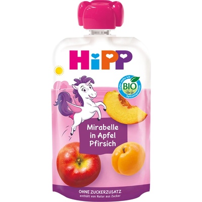 Hipp Organic Плодова закуска Слива, ябълка и праскова 100г