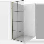 Mexen Kioto L стена за душ Walk-in 70 x 200 см, черна мрежа, златна - 800-070-103-50-77 (800-070-103-50-77)