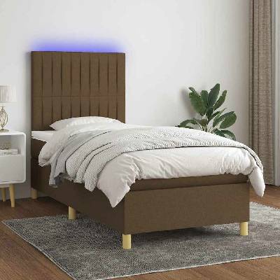 vidaXL 3135551 Boxspring postel s matrací a LED textil / barva tmavě hnědá