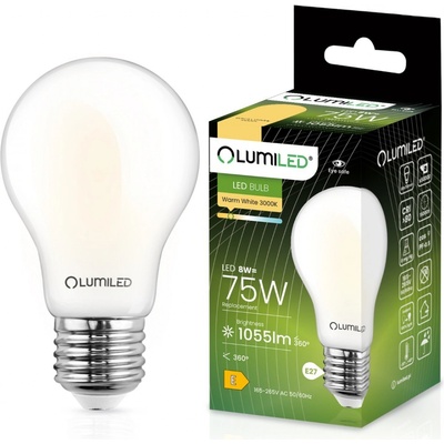 Lumiled LED žiarovka E27 A60 8W = 75W 1055lm 3000K Warm 360° Filament Milk