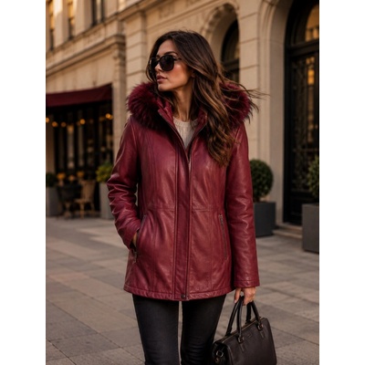 Max Original Leather Dámska kožená bunda MIFO Long bordo