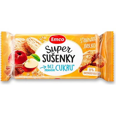 Emco Super sušenky bez přidaného cukru Šťavnaté Jablko 60 g