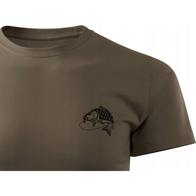 Forestmax pánske tričko pre rybára na ryby farba hnedá potlač Karp