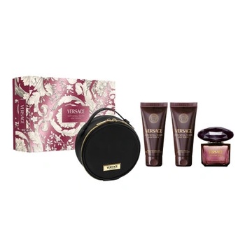Versace Crystal Noir Подаръчен комплект за жени Размер EDP 90 ml + 100 ml лосион за тяло + 100 ml душ гел + несесер