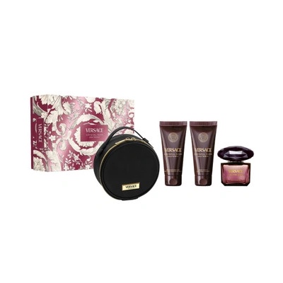 Versace Crystal Noir Подаръчен комплект за жени Размер EDP 90 ml + 100 ml лосион за тяло + 100 ml душ гел + несесер