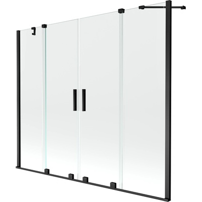 Mexen Velar Duo вана параван с 2-плъзгащи врати 190 x 150 cm, прозрачен, черен - 896-190-000-02-70 (896-190-000-02-70)