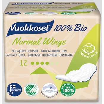 Vuokkoset 100% Bio Normal Wings Thin dámské vložky 12 ks