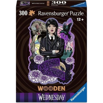 Ravensburger Дървен пъзел Ravensburger от 300 части - Уенсдей Адамс (12001538)