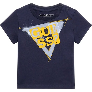 Image 1 of GUESS Тениска с къс ръкав в синьо за бебе момче с надпис Guess в оранжево и синьо