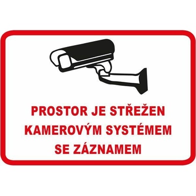 Prostor je střežen kamerovým systémem se záznamem, A3 plast