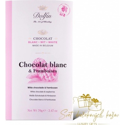 Dolfin Biela čokoláda s malinami 70 g