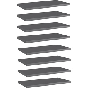 vidaXL Рафтове за етажерка, 8 бр, сив гланц, 40x20x1, 5 см, ПДЧ (805153)
