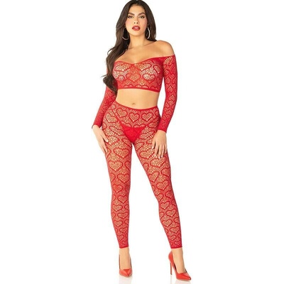 Leg avenue - crop top + stockings red