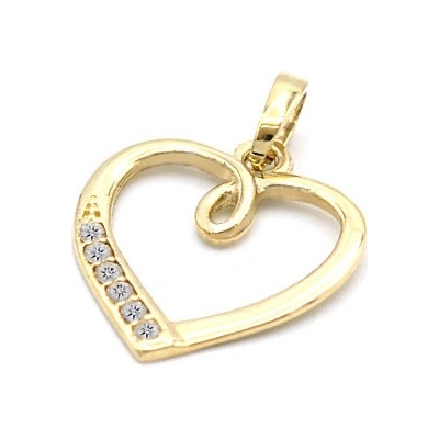 B&B Goldinvestic Zlatý přívěsek srdce se zirkony N2371