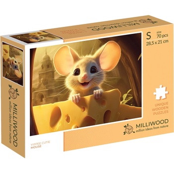 Milliwood Дървен пъзел Milliwood, Yuppie Cutie, 70 части - Мишле (S-Mouse-5016)
