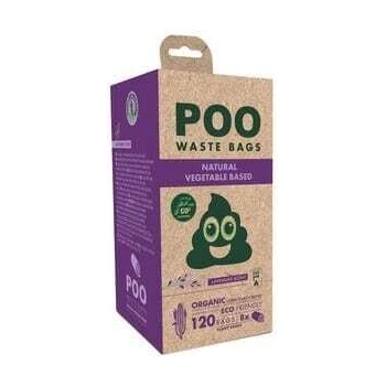 M-Pets - POO BIO Dog Waste Bags 120 bags Lavender 100% биоразградими пликчета, 8 ролки х 15 торбички, бели с аромат на лавандула