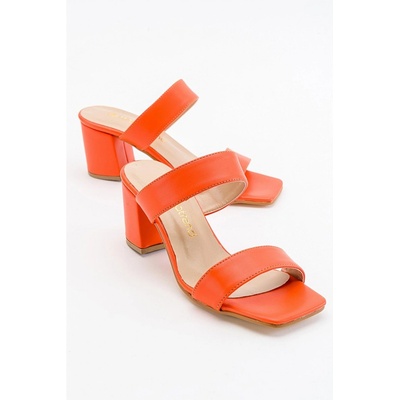 Moda Trend Дамски чехли с ток - Оранжеви #371279 (371279_Оранжев)