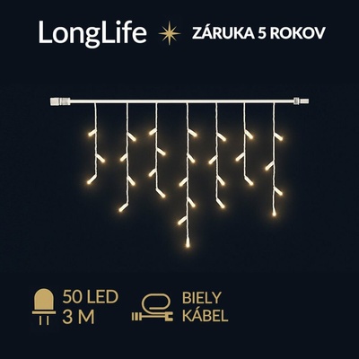 Emos D2CW02 Profi LED spojovacia reťaz biela cencúle 3 m vonkajšia teplá biela časovač