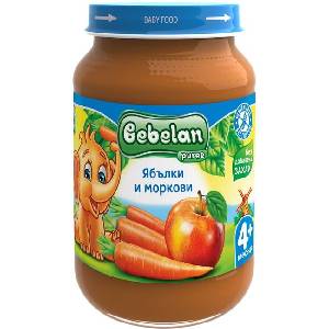 Bebelan Плодово пюре Bebelan Puree - Ябълки и моркови, 190 g (1168) - baby