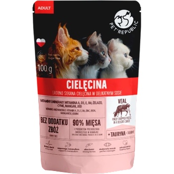 Pet Republic PetRepublic фино нарязани парченца в деликатен сос, телешко месо 100 г за котки