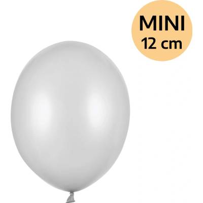 PartyDeco Balonek latex stříbrný metalický DEKORAČNÍ 12 cm