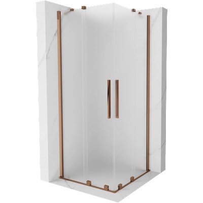 Mexen Velar Duo плъзгаща се душ кабина 90 x 90 см, матирана, розово злато - 871-090-090-32-60 (871-090-090-32-60)