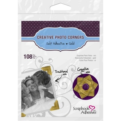 Scrapbook Adhesive Ozdobné samolepicí rožky na fotky zlaté 108 ks