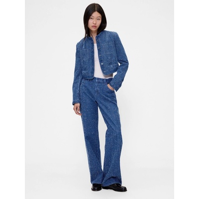 Tvídové džínsy Low Rise Loose GapStudio by Zac Posen Tmavomodrá