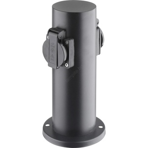 Solight PG10B - Външна колона с 2 гнезда 230V IP44, черна, кръгла (SL1488)